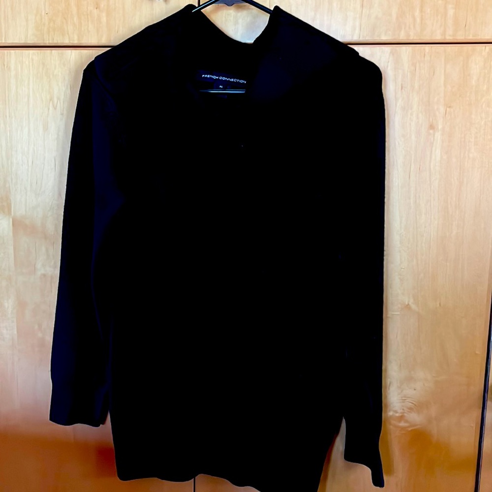 EUC French Connection Cowl Neck Black XL LS Sweater.